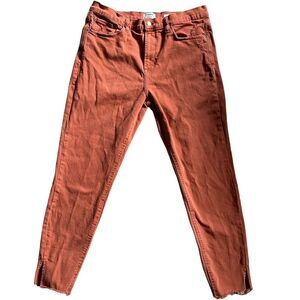 Kenzie Jeans The Ultimate High Rise Skinny Jeans w Raw Hem Coral Peach Sz 12/31